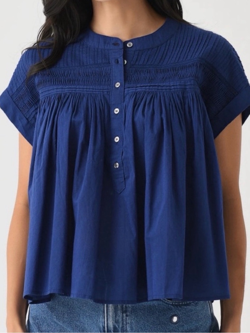 Xirena Luane Cotton Voile Top with Cap Sleeves Nautical Blue Small